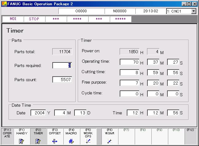 B-63924EN/01 2.STANDARD OPERATION 2.4.2 Setting Operating Time, Parts Count, and Timer Data items such as operating time, required parts, and timer can be set.