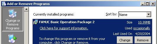 B-63924EN/01 1.SETUP 1.3 UNINSTALLING BASIC OPERATION PACKAGE 2 This section describes how to uninstall Basic Operation Package 2.