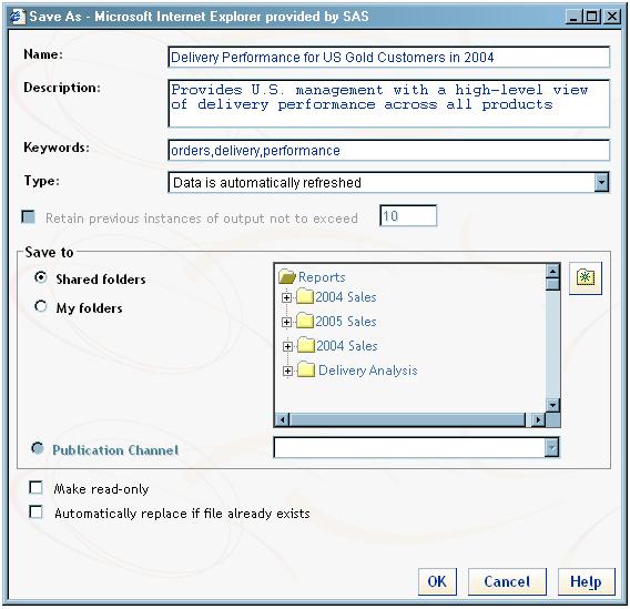 Example: Creating a Report Next Steps 195 6 Click OK. Save the Report To save the report, complete these steps: 1 To open the Save As dialog box, select Report Save.