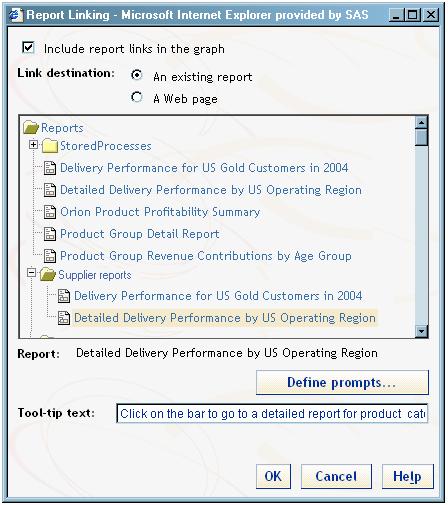 Example: Linking a High-Level Report to a Detailed Report View the Reports 199 Note: For tips on defining prompts, see Tips for Defining Prompts in Report Linking on page 155.