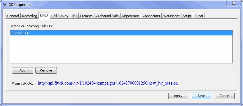 Configuring DNIS for Inbound Campaigns Associating DNIS to an Inbound Campaign When a contact calls this number, the call is processed by the campaign and routed by the IVR or Visual IVR script to