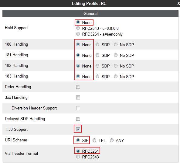 two Server Interworking profiles RC and IPO_97_39 were created for RBS (Trunk Server) and IP Office (Call Server). 6.2.4.