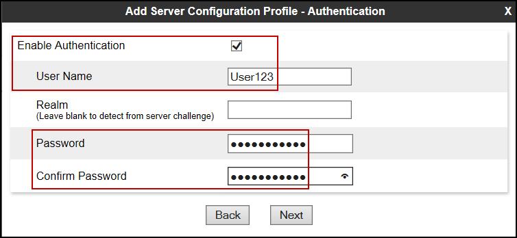 On the Authentication tab: Check the Enable Authentication box.