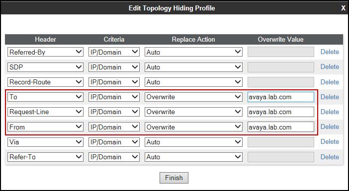 In the To header, choose Overwrite from the pull-down menu under Replace Action, enter the domain name for the