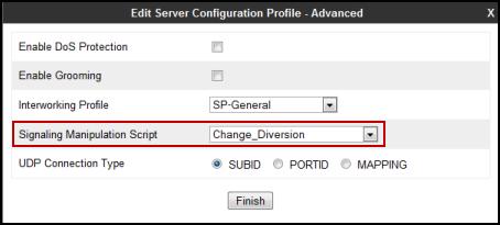 Go to Global Profiles Server Configuration Service Provider Advanced tab Edit.