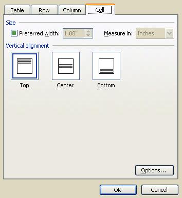 If you did not select any columns prior to selecting the TABLE PROPERTIES command, then you can use the buttons in the dialog to move to a PREVIOUS COLUMN or to the NEXT COLUMN. 4.