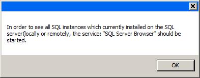 credentials To install an existing instance of the SQL Server application: 1. Select Custom. A list of existing SQL instances are listed in the table.
