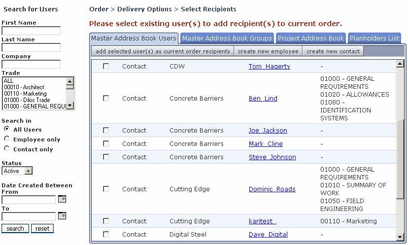 Delivery Options Window Recipients will be listed down the left column, shopping cart items along the center and delivery options along the right.