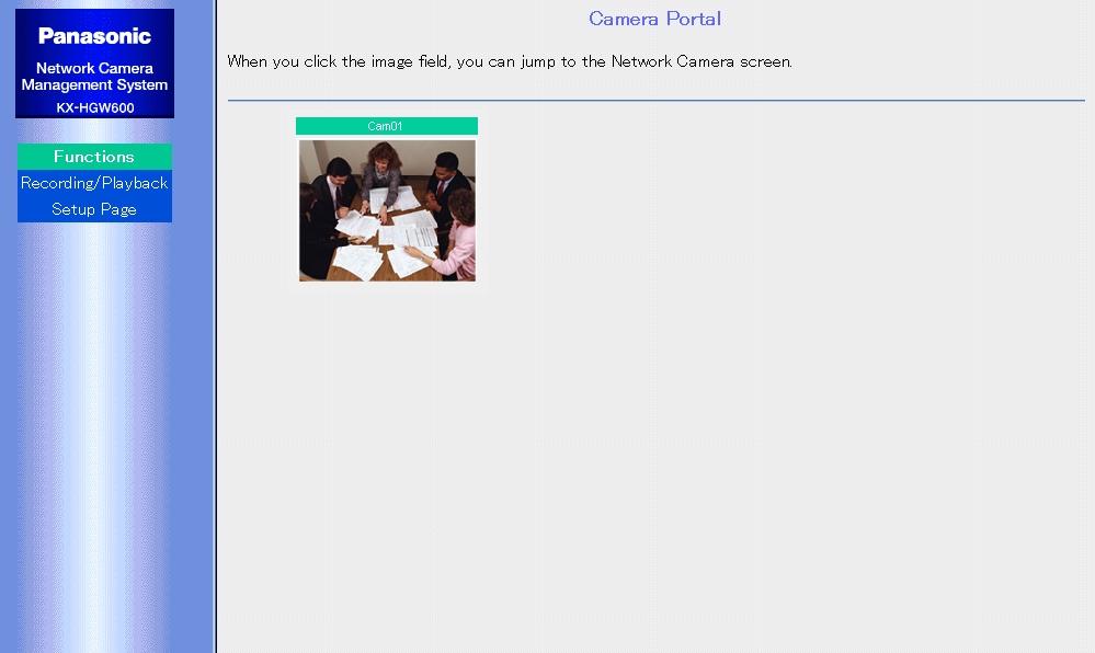 4.2 Functions 4.2.1 Camera Portal Camera Portal allows you to access the Camera Portal page. 1.