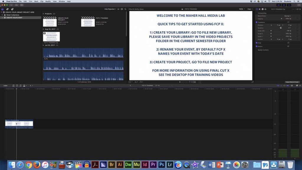 FINAL CUT PRO X QUICK START GUIDE OVERVIEW OF THE FINAL CUT PRO X INTERFACE (1) Libraries access your