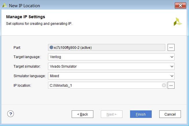 Chapter 3: Using Manage IP Projects The Manage IP Settings dialog box opens, as shown in the following figure.