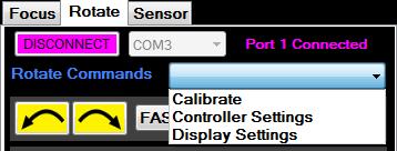 2 Stop All: This is the panic button to stop both the rotator and the focuser. This is the same when the ROTATE Tab is selected.