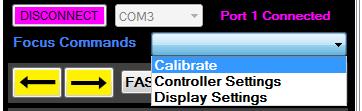 Command Window Functions Calibrate Calibrating is setting the zero position of the focuser or of the rotator.
