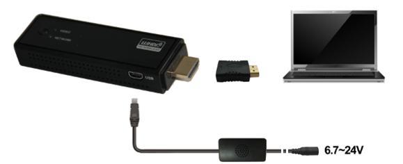 4. WHDI FUNCTION 1. Connect WHDI transmitter with computer or camcorder via HDMI interface, display as below. 2.