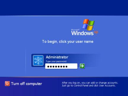As shown in the next screen, you now need to log in using the Administrator account and the password you entered earlier during the install, once the password is entered click on the green arrow