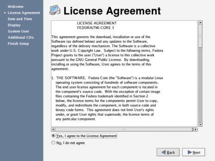 42. The 'License Agreement' screen appears Next, you will be presented with a license agreement that governs the use of