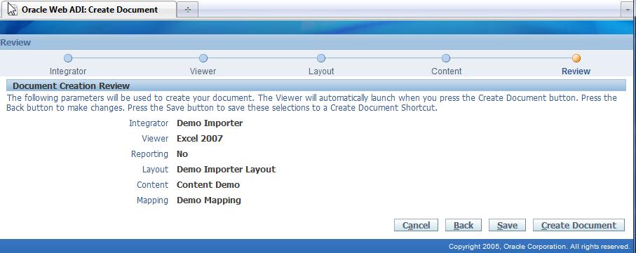 Click the Submit button to save the importer definition.
