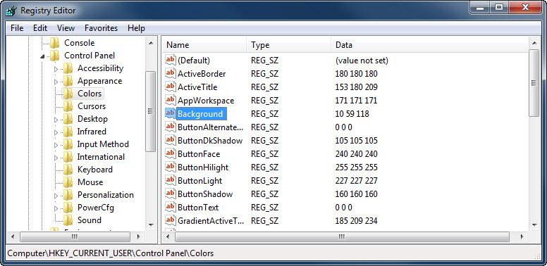 In which folder is the Background located? What is the data value of the Background (hint it has three numbers that correspond to red, green, and blue)? Step 5: Export a registry key.