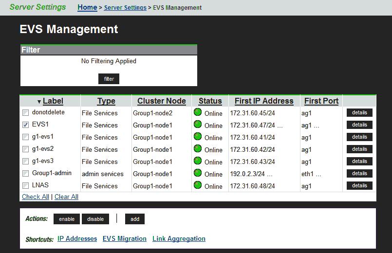 Field/Item Unified Management IP Addresses (Unified NAS module only) The IP addresses of both nodes in the Unified NAS moduleunified NAS module.