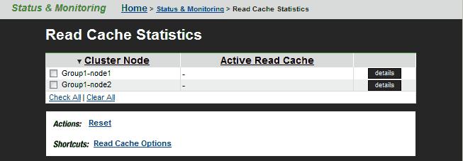 2. Select a read cache, and click details to display its statistics page.