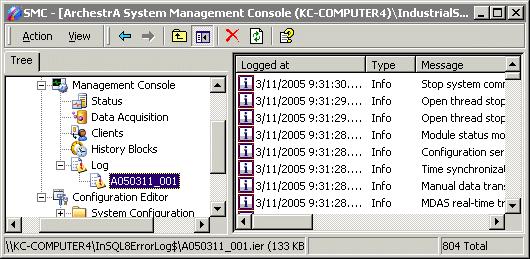 Getting Started with Administrative Tools 27 The status bar also shows any errors pertaining to the state of the connection to the Configuration Manager on the historian computer.