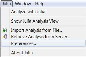 up and start the analysis, - Show Julia Analysis View will open in the view panel the Julia Analysis view