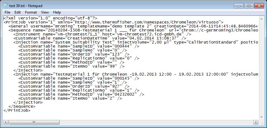 Chromeleon Template (Vial Printer) Once you have created the Translator for the Chromeleon XML file you need to create a template or templates to use with the Chromeleon system.