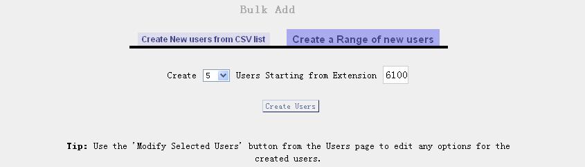 3.22 Bulk Add Using bulk add, you can add multi-users one time. You can define the number of the users you want to create.