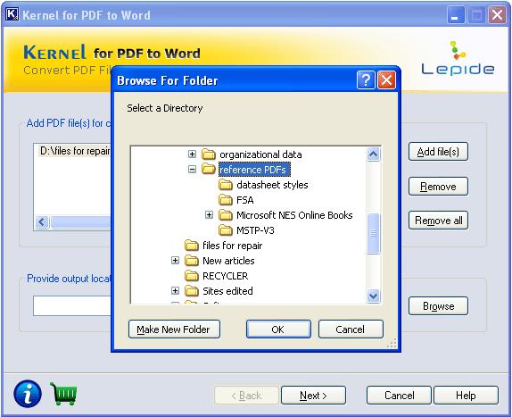 Figure 4.4: Browse Folder for Output Location 5.