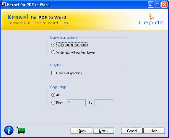 Figure 4.6: Parameters for Conversion Select the required option from this page.