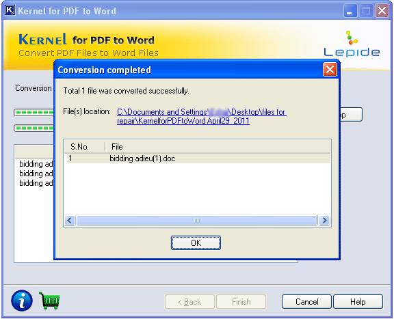 Figure 4.9: Link of Converted File Location Click OK and then Finish to exit from the software setup.