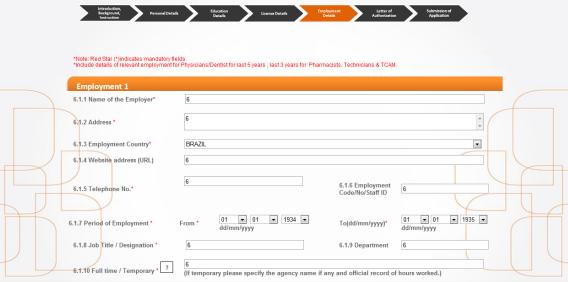 Step Eight On the Employment Details page, enter your previous