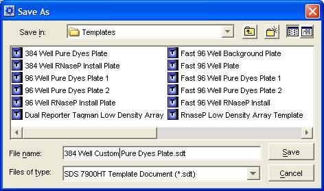 Appendix A Creating a Plate Document Template with the Custom Dye(s) 4. Save the custom pure dye plate document as a plate document template: a.