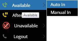 Specify Reason on Unavailable: If selected, the agent-state menu in the telephony toolbar allows the user to specify a reason (or reason code, depending on the
