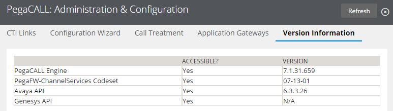 If third-party jar files for Avaya JTAPI or the Genesys voice platform SDK have been imported, they should be listed as accessible. The gadget lists version information if it is available.
