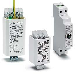 components to protect luminaires against mains surges, power reduction