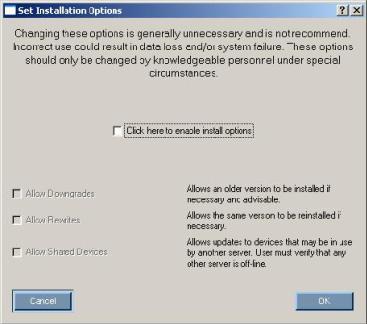 Select Allow Downgrades to downgrade the current firmware to an older version.