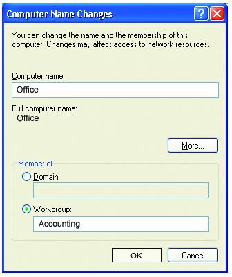 Networking Basics Naming your Computer In this window, enter the Computer name Select Workgroup and enter the name of the Workgroup All