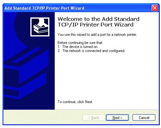 menu, select Standard TCP/IP Port, as shown.
