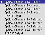 Choosing the Sample-to-Memory Data Connection The Sample-to-Memory Sound Editor can receive data from the 8 optical input channels or the S/PDIF input channel.