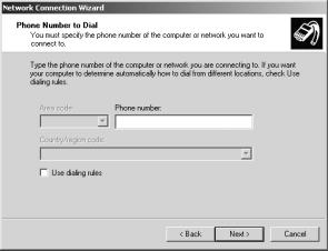 On the Network Connection Type dialog box: Click to select the Dial-up to private network radio button.