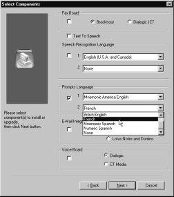 Section 2 Advanced Setup Types of Languages A Select Components dialog box appears as shown below: 6.