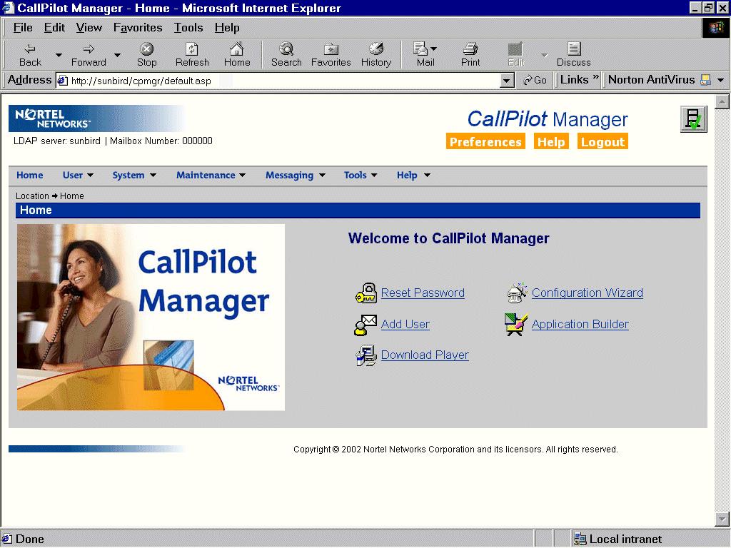 CallPilot administration overview Standard 1.12 5 Click Login. Result: The main CallPilot Manager screen appears.