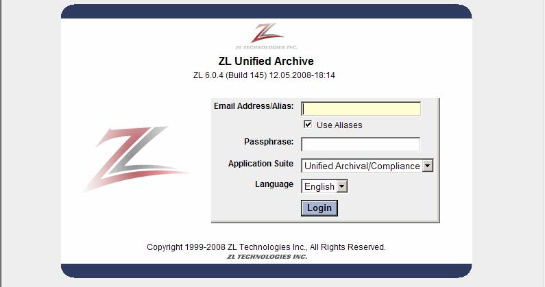 Figure 3.1: ZL UA Log In Screen 2. Enter your user alias or email address and password. 3. Click the Login button.