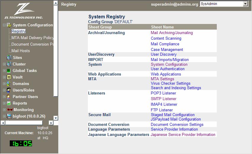 The System Registry screen appears, as shown in Figure 3.3. Figure 3.3: System Registry Screen 5.