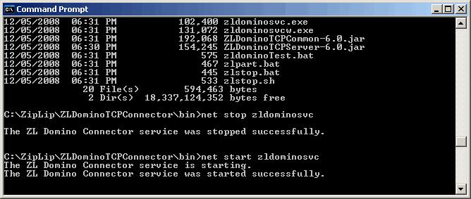 12. Enter the following command to stop the ZL Domino Windows service if it is already running. net stop zldominosv 13.