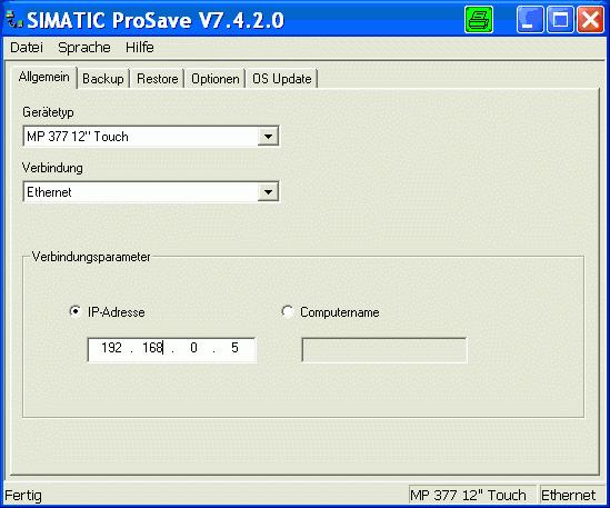 cable). 8. ProSave Start ProSave via "Start > SIMATIC > ProSave > ProSave". 9.