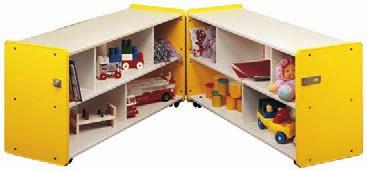 FOLD 'N' ROLL 1000 Series Pearl White interior with choice of six accent colors. Combine locking storage and easy mobility with these large folding units in preschool and toddler heights.