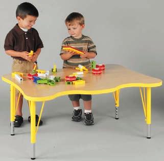 Accent colors on table edges and adjustable height legs coordinate with Tot Mate 1000 and 2000 Series furniture.