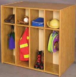 BASE Namgew Bamboo 4 cubbies (8 1 4W x 9 1 4H x 11 1 2D). 4 locker compartments with double coat hooks.